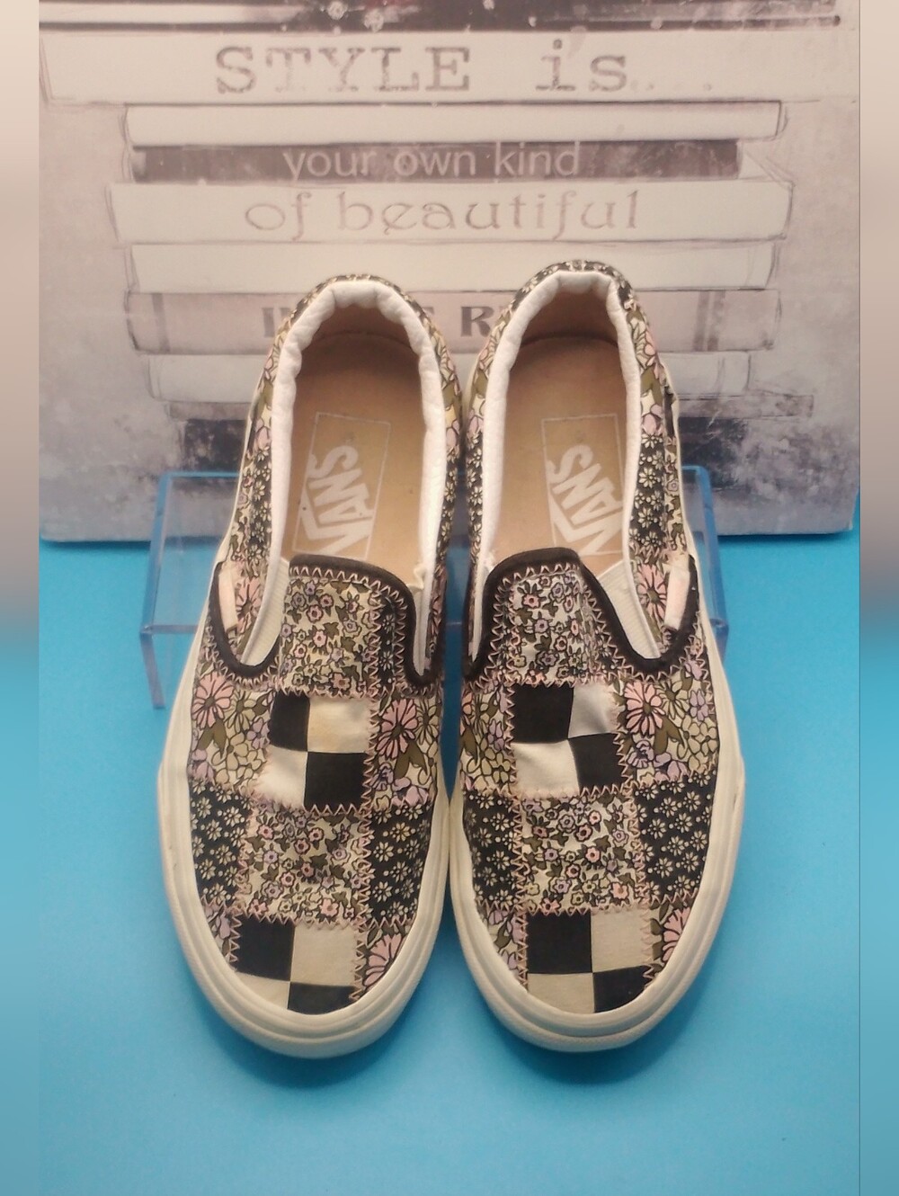 Vans Classic Slip-On Patchwork Floral Checkerboard Sneakers